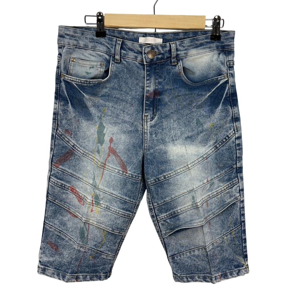 Mens GS 115 Painted Light Wash Jean Shorts Skater Streetwear Hiphop Sz 32 READ